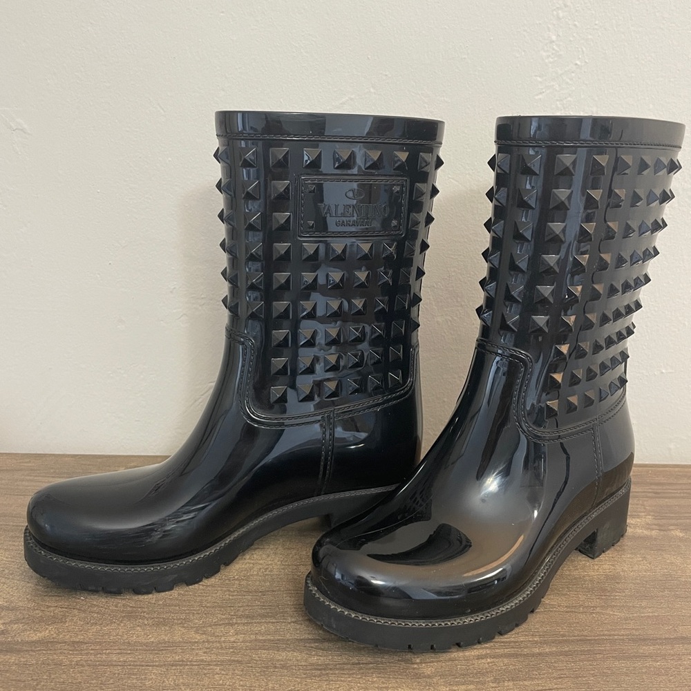 Valentino Black Studded Women's Rain Boots